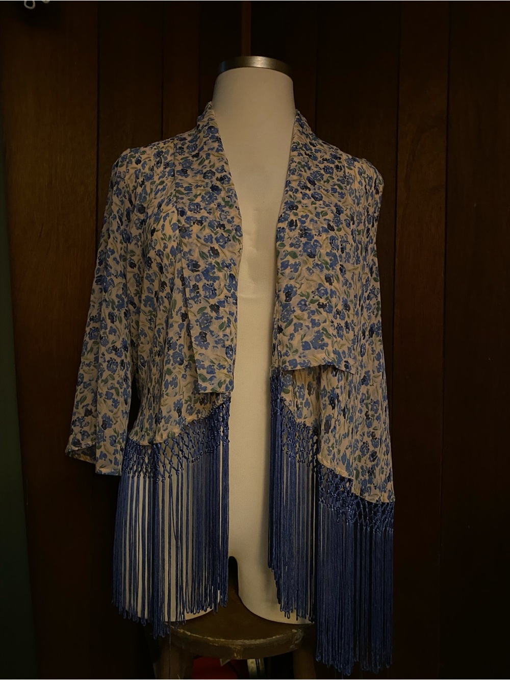 Sugar lips Blue Floral Fringed top
